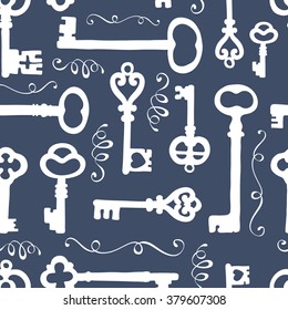 Seamless pattern with  vintage keys