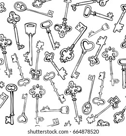 Seamless pattern with vintage keys. Background for clothes