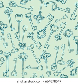 Seamless pattern with vintage keys. Background for clothes