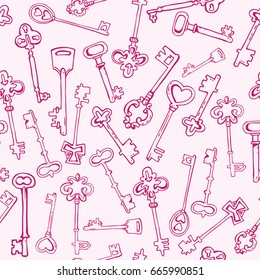 Seamless pattern with vintage keys. Background for clothes