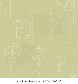 Seamless pattern with vintage keys. Eps 10