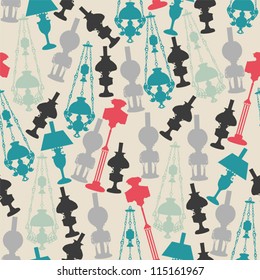 seamless pattern with Vintage Lamps
