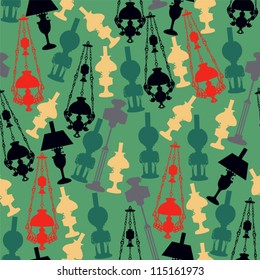 seamless pattern with Vintage Lamps