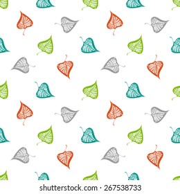 Seamless pattern of vintage leaves. Vector bright nature background. Ornate illustration.