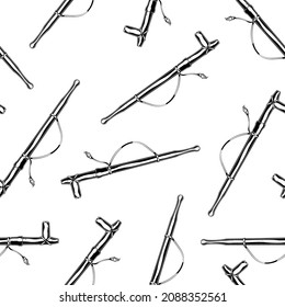 Seamless pattern of vintage monochrome detailed smoking pipe illustration. Vector illustration template