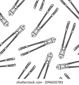 Nahtloses Muster der einfarbigen, hochdetaillierten Bolzenschneider-Illustration aus Vintage. Einzelne Vektorvorlage