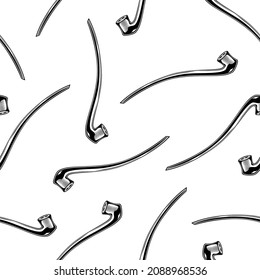 Seamless pattern of vintage monochrome sdetailed smoking pipe illustration. Vector illustration template