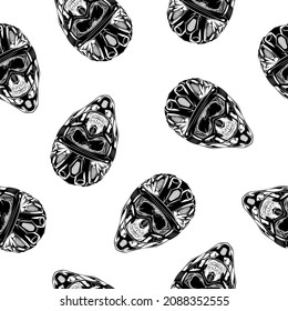 Seamless pattern of vintage monochrome skull with helmet and mask. Vector illustration template
