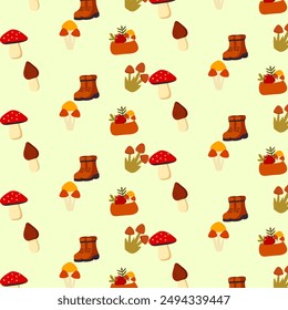 seamless pattern vintage mushroom vector