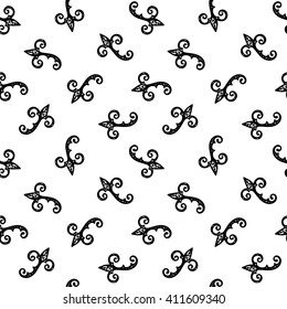 Seamless Pattern. Vintage ornament. Black and white color. Vector illustration.