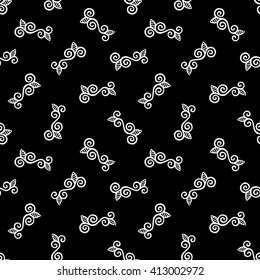 Seamless Pattern. Vintage ornament. Black and white color. Vector illustration. 