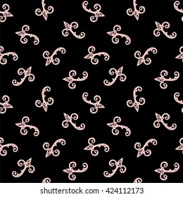 Seamless Pattern. Vintage ornament. Black and rose quartz color. Vector illustration