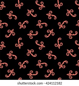 Seamless Pattern. Vintage ornament. Black and peach echo color. Vector illustration