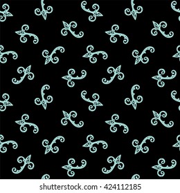 Seamless Pattern. Vintage ornament. Black and limpet shell color. Vector illustration