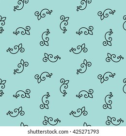 Seamless Pattern. Vintage ornament. Black and limpet shell color. Vector illustration. 