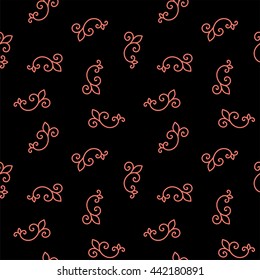 Seamless Pattern. Vintage ornament. Black and peach echo color. Vector illustration