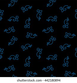 Seamless Pattern. Vintage ornament. Black and snorkel blue color. Vector illustration