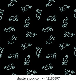 Seamless Pattern. Vintage ornament. Black and limpet shell color. Vector illustration