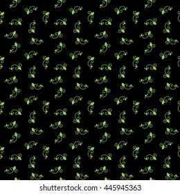 Seamless Pattern. Vintage ornament. Black and green flash color. Vector illustration