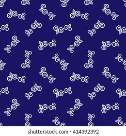 Seamless Pattern. Vintage ornament. Blue and white color. Vector illustration. 