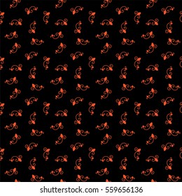 Seamless Pattern. Vintage ornament. Flame and black color. Vector illustration