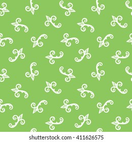 Seamless Pattern. Vintage ornament. Green flash and white color. Vector illustration.