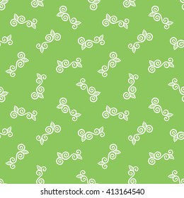 Seamless Pattern. Vintage ornament. Green flash and white color. Vector illustration. 
