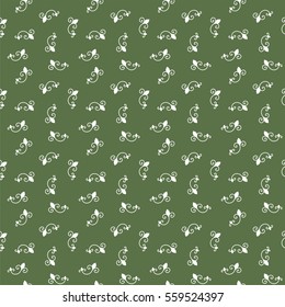 Seamless Pattern. Vintage ornament. Kale and white color. Vector illustration