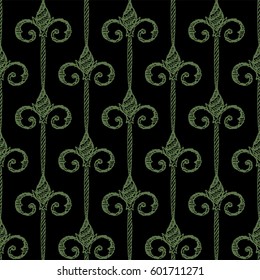 Seamless Pattern. Vintage ornament. Kale and black color. Vector illustration