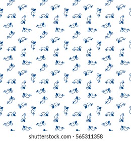 Seamless Pattern. Vintage ornament. Lapis Blue and white color. Vector illustration