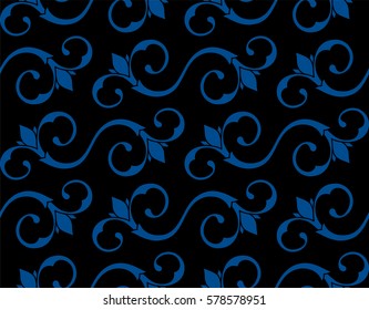 Seamless Pattern. Vintage ornament. Lapis Blue and black color. Vector illustration