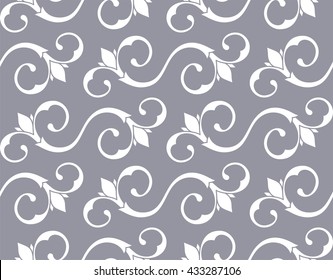 Seamless Pattern. Vintage ornament. Lilac grey and white color. Vector illustration