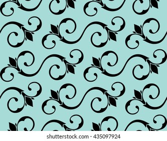 Seamless Pattern. Vintage ornament. Limpet shell and black color. Vector illustration