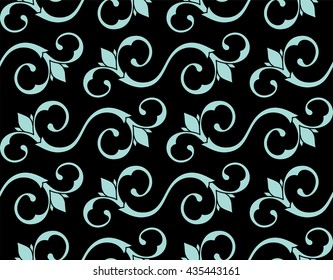 Seamless Pattern. Vintage ornament. Limpet shell and black color. Vector illustration