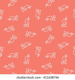 Seamless Pattern. Vintage ornament. Peach echo and white color. Vector illustration.