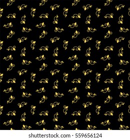 Seamless Pattern. Vintage ornament. Primrose Yellow and black color. Vector illustration