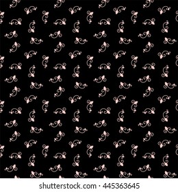 Seamless Pattern. Vintage ornament. Rose quartz and black color. Vector illustration