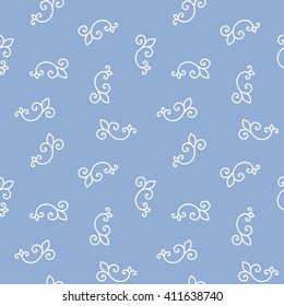 Seamless Pattern. Vintage ornament. Serenity and white color. Vector illustration.
