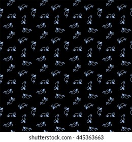 Seamless Pattern. Vintage ornament. Serenity and black color. Vector illustration