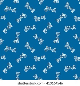 Seamless Pattern. Vintage ornament. Snorkel blue and white color. Vector illustration. 