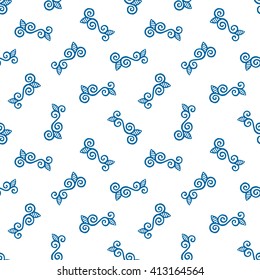 Seamless Pattern. Vintage ornament. Snorkel blue and white color. Vector illustration. 