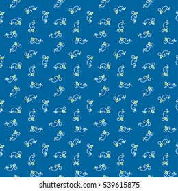 Seamless Pattern. Vintage ornament. Snorkel blue, green flash and white color. Vector illustration