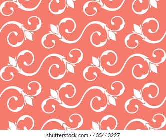 Seamless Pattern. Vintage ornament. White and peach echo color. Vector illustration