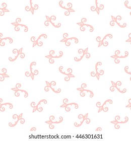 Seamless Pattern. Vintage ornament. White and rose quartz color. Vector illustration