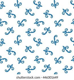 Seamless Pattern. Vintage ornament. White and snorkel blue color. Vector illustration