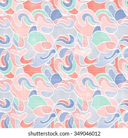 seamless pattern with vintage, pastel colors foliage ornament over paper texture. vector fashion background design