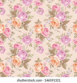 Seamless pattern with vintage roses