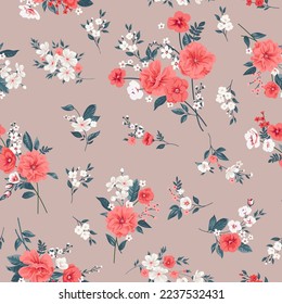 Seamless pattern with vintage roses for summer dress fabrics
