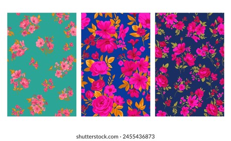 Seamless pattern with vintage roses for summer dress fabrics