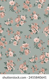 Seamless pattern with vintage roses for summer dress fabrics